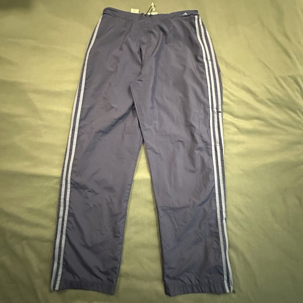 Vintage Adidas Track Pants Mens XL Windbreaker Lined Relaxed Y2K 2002 Striped